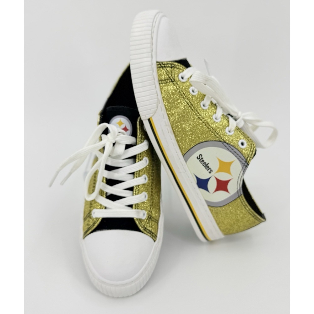 Pittsburgh Steelers NFL FOCO Glitter Low Top Canvas Sneaker Shoe Women's Size 10